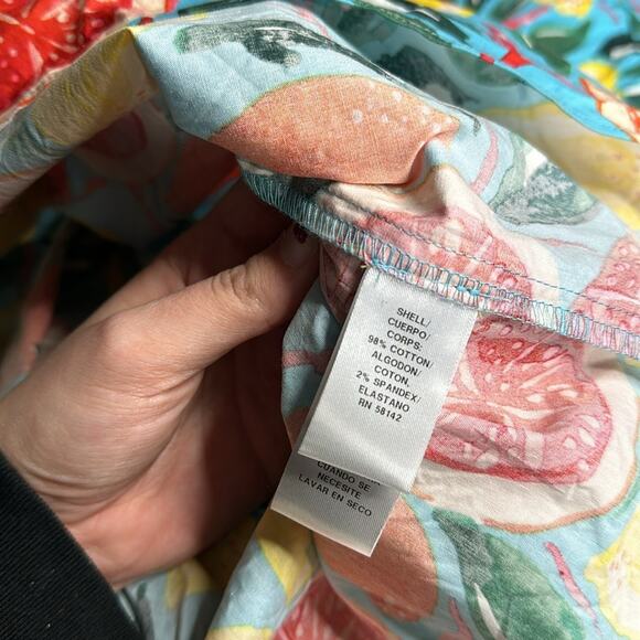 Donna Morgan Colorful Fruit Citrus Lemon Oranges Puff Sleeve MIDI Tier Dress R16 - Picture 6 of 11